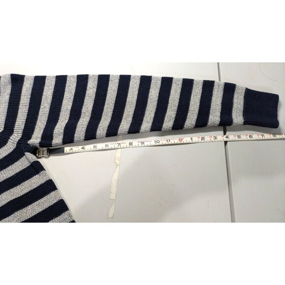 American Eagle Men's XL Blue Gray Striped Long Sleeve Waffle Knit Sweater - Picture 3 of 6